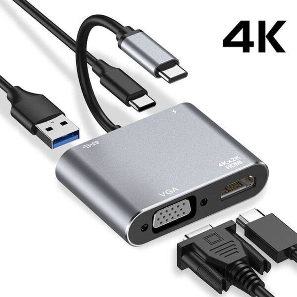 Adaptador USB-C 5 em 1 – HDTV, VGA, Áudio - Image 3